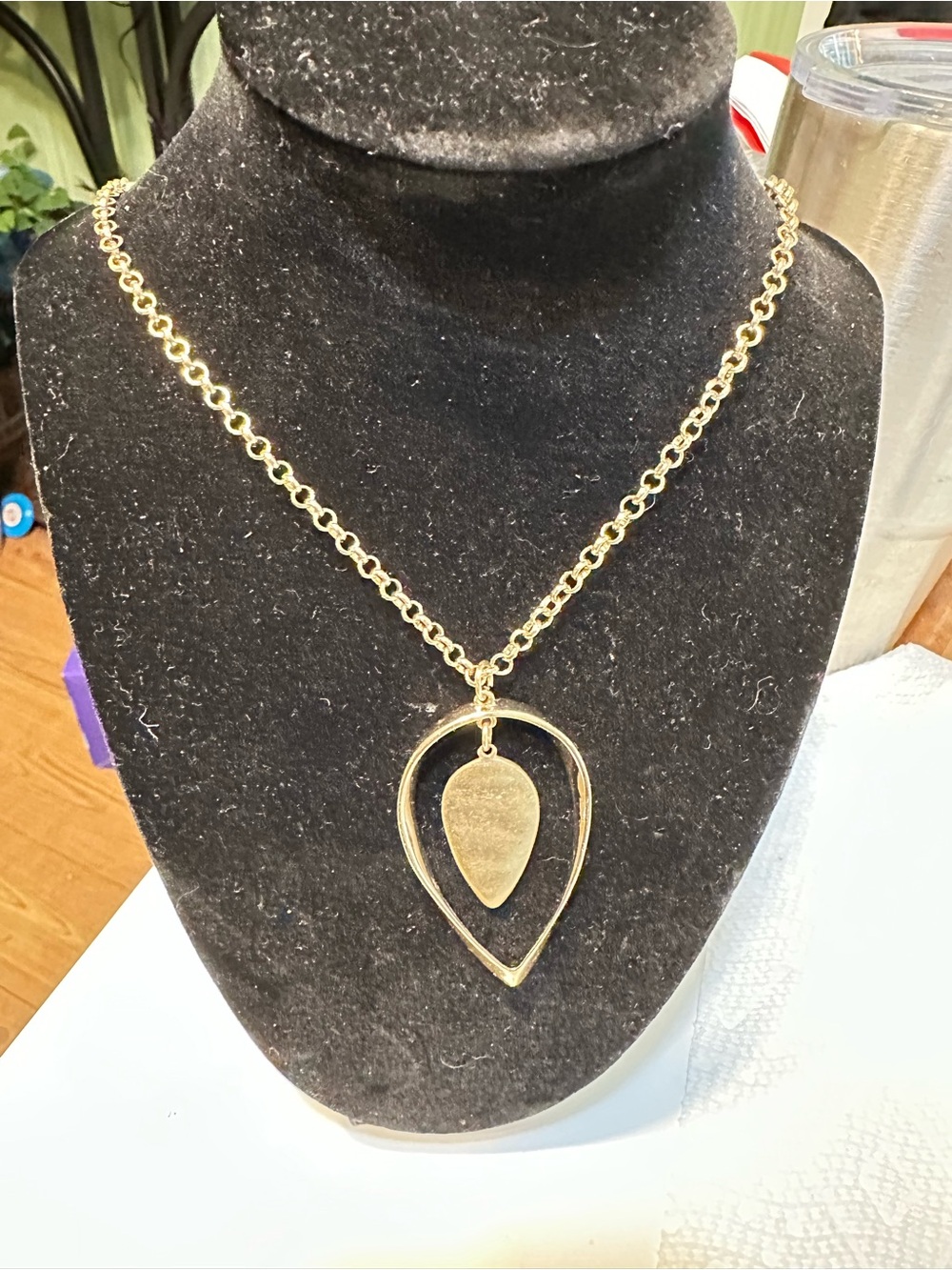 Hannah Gold Double Teardrop Pendant Necklace